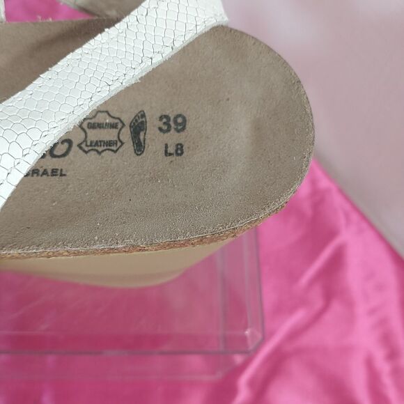 Naot Canaan White/Silver Leather Wedge Sandals 23025 Women’s 8US/39 EUR. - Picture 3 of 7